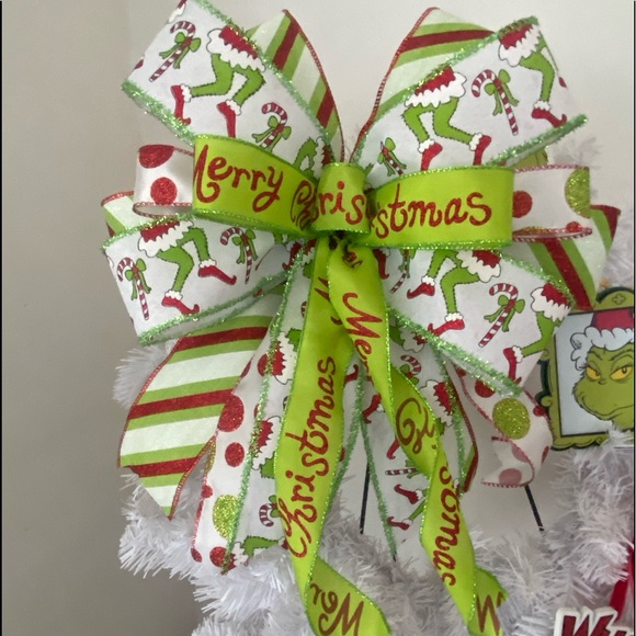 Christmas Grinch Wreath bow,Candy Cane,Christmas Tree topper,Christmas Decor - Picture 3 of 11